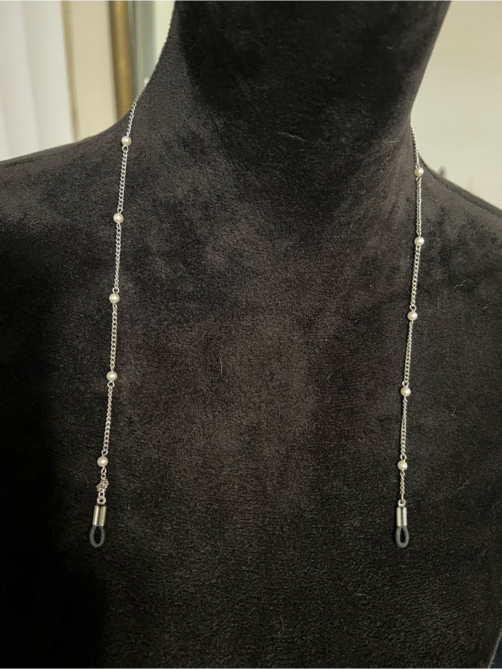 Delicate Silver Pearl  Beaded Eyeglass Chain - Women Jewelry